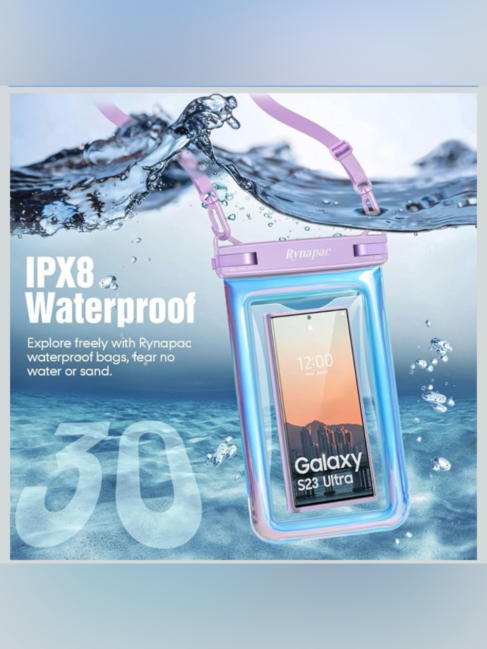 Waterproof Phone Pouch Floating, IPX8 Underwater Cell Phone Holder with Lanyard - Picture 2 of 15